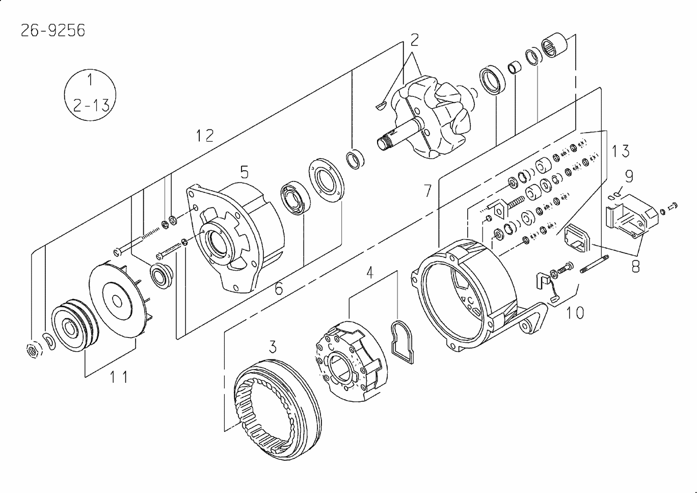 Exploded view of alternator components 51.26101-7252