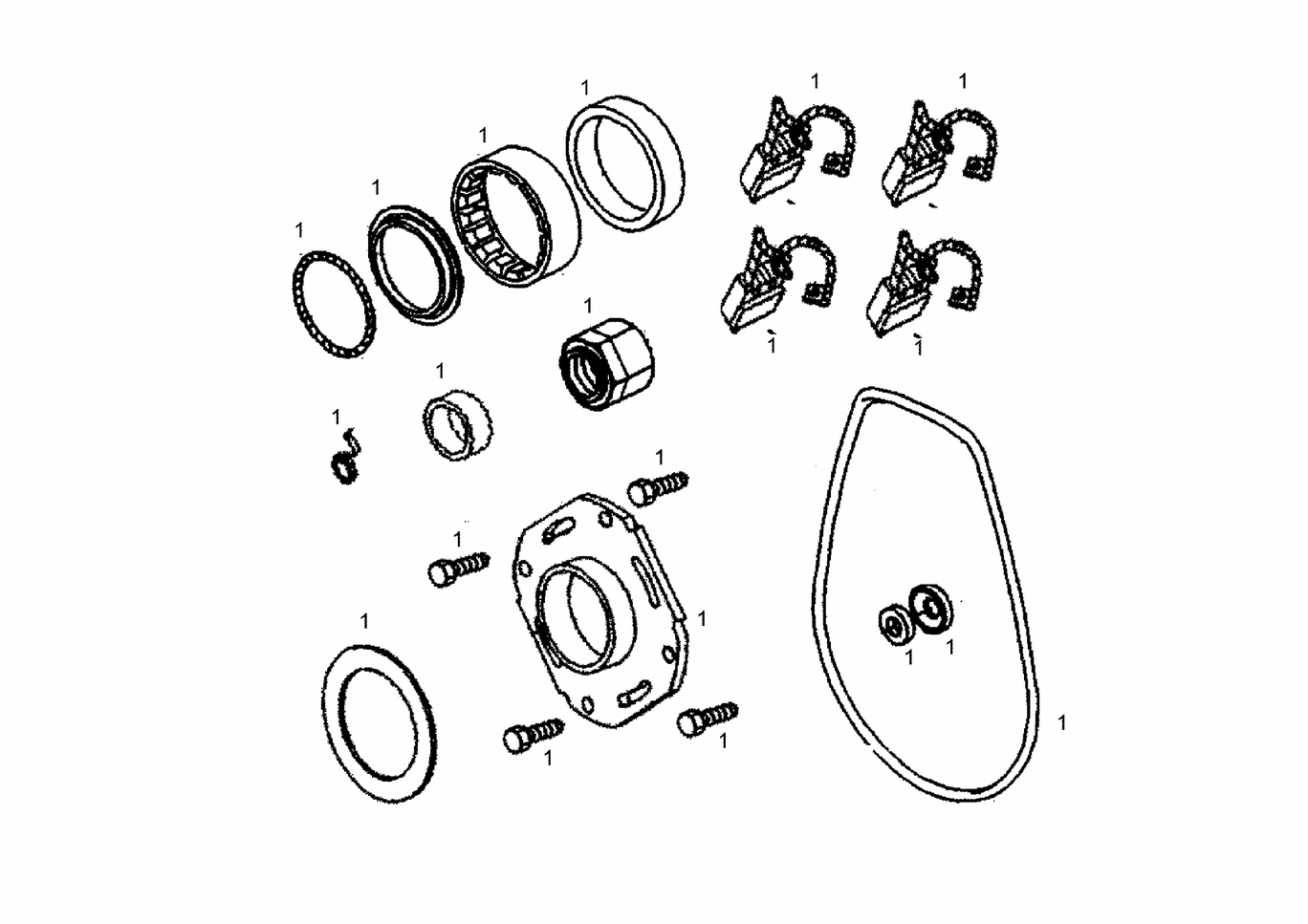 Exploded view of starter repair kit carbon brush