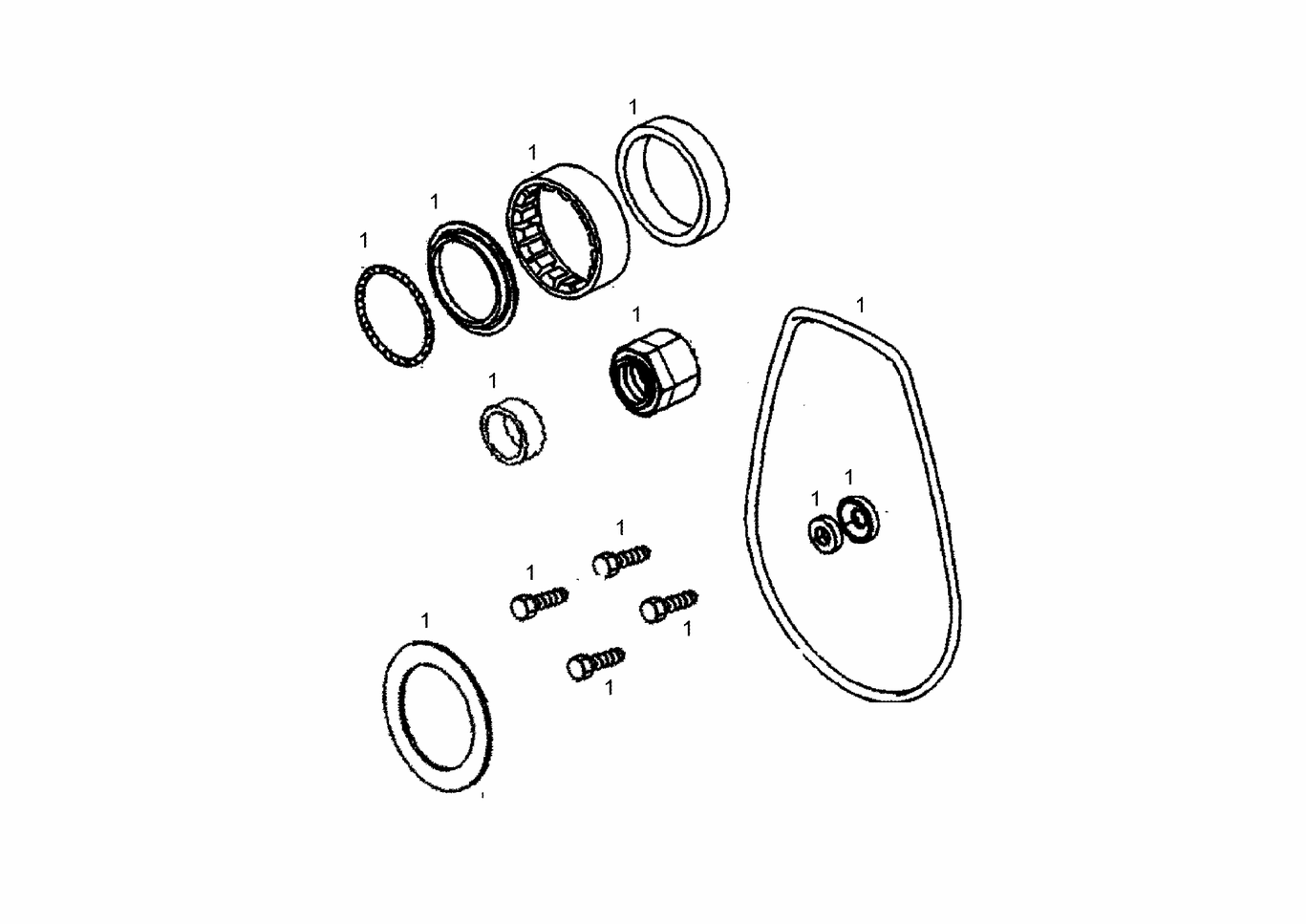 Exploded view of starter repair kit support