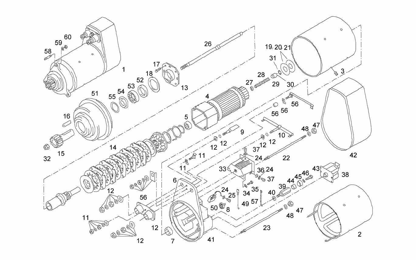 Exploded view of starter