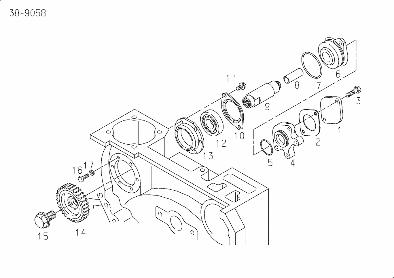 MAN D2842 LE423 hydraulic pump power take-off exploded parts diagram with numbered positions