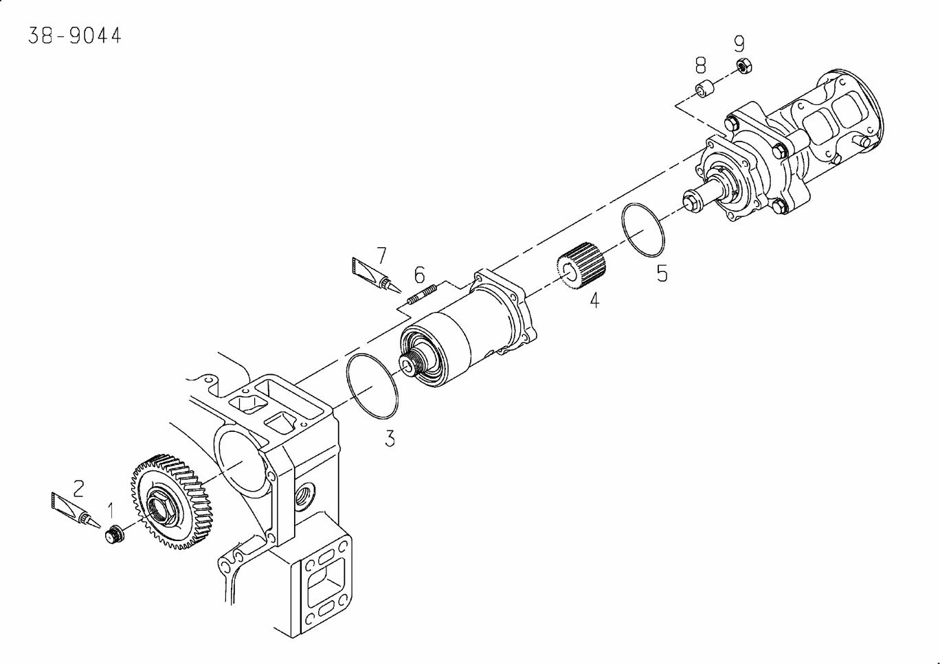 MAN D2842 LE423 power take-off mounting parts exploded parts diagram with numbered positions