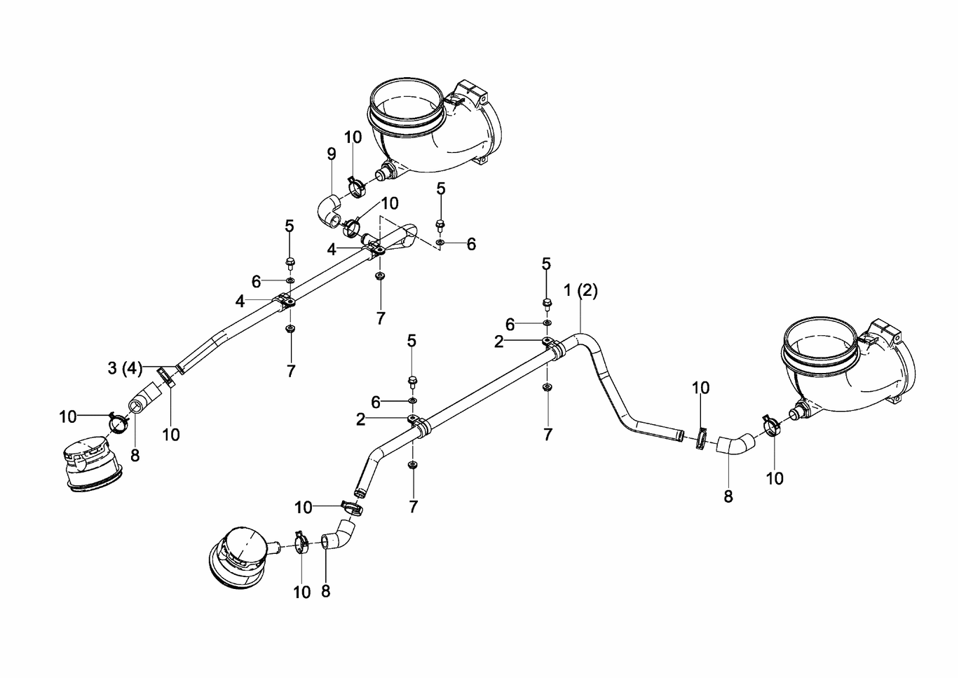 Exploded view of bleeder lines
