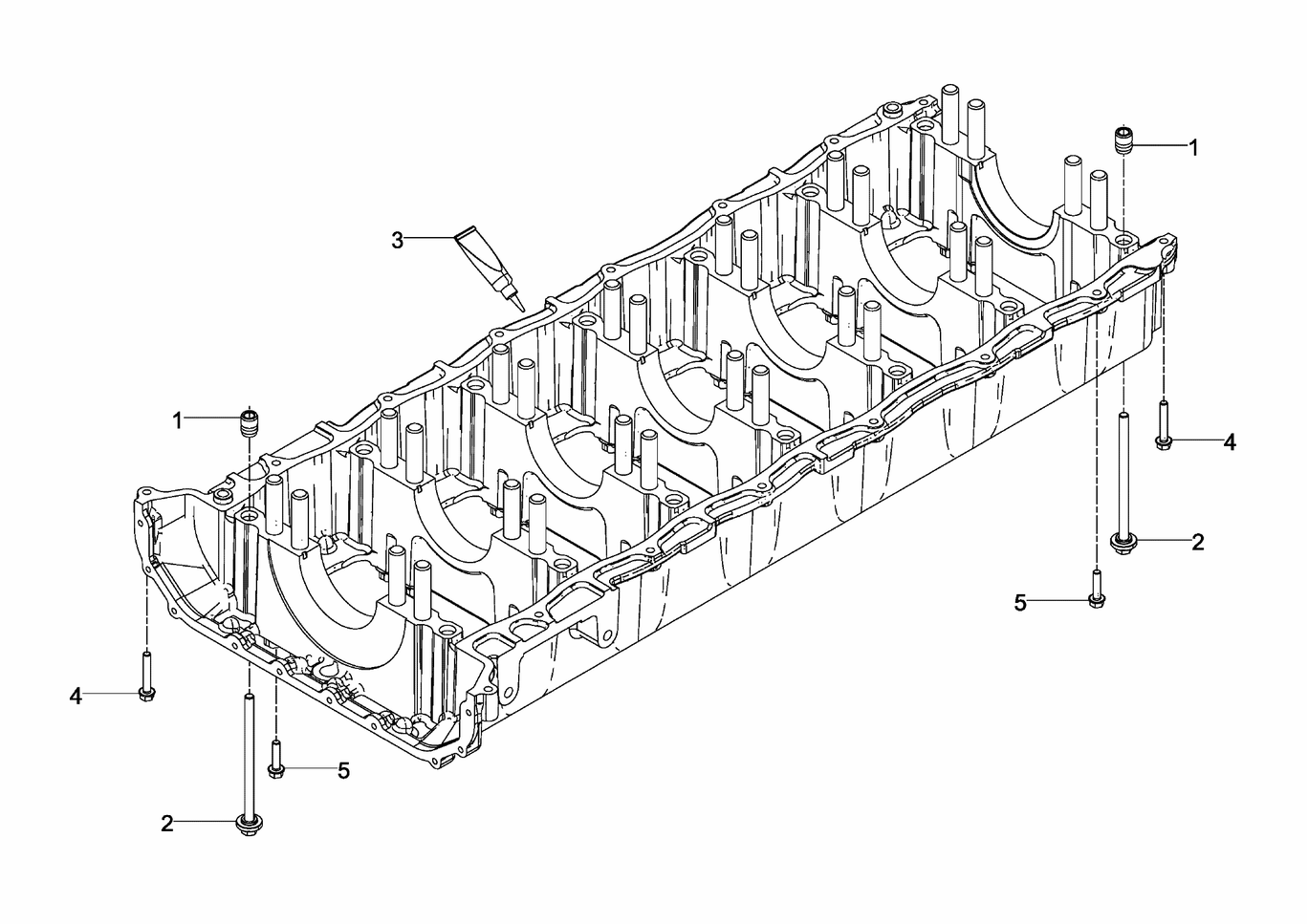Exploded view of crankcase lower part mounting parts