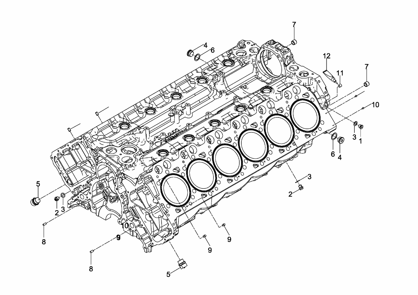 Exploded view of crankcase upper part mounting parts