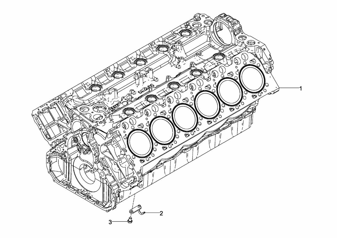 Exploded view of crankcase