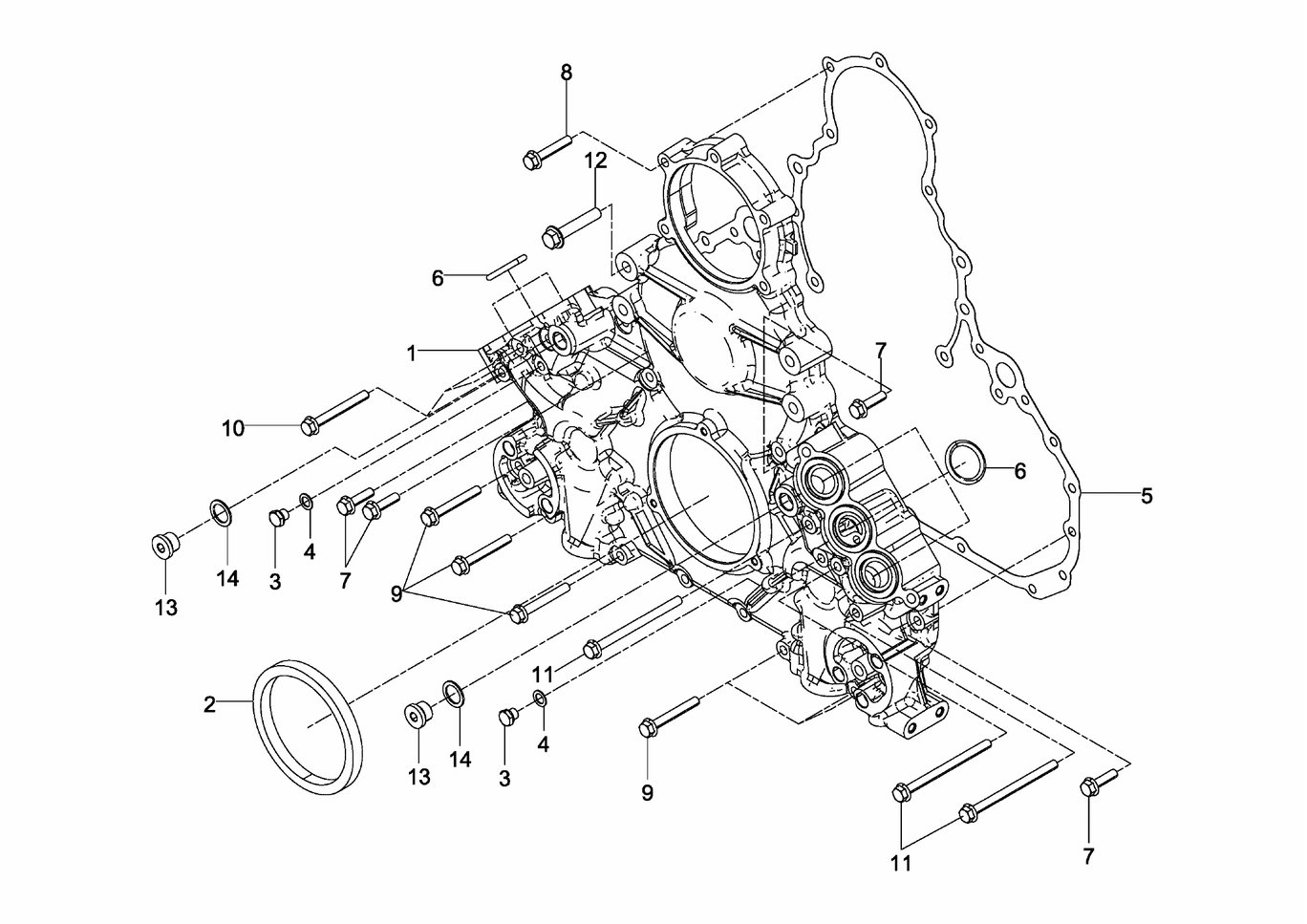 Exploded view of timing cover