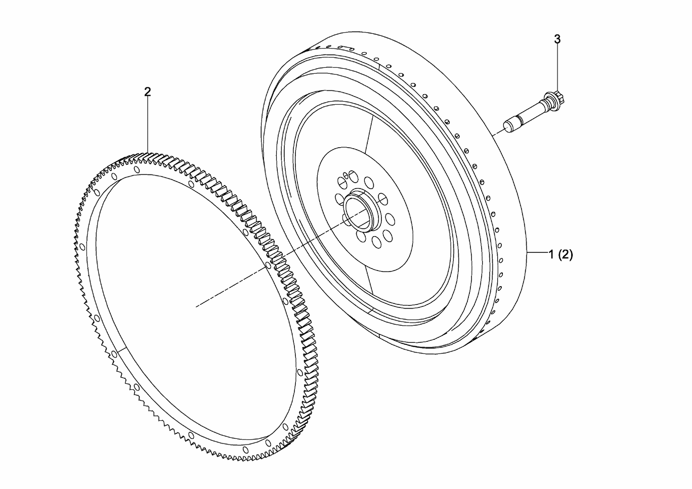 Exploded view of flywheel
