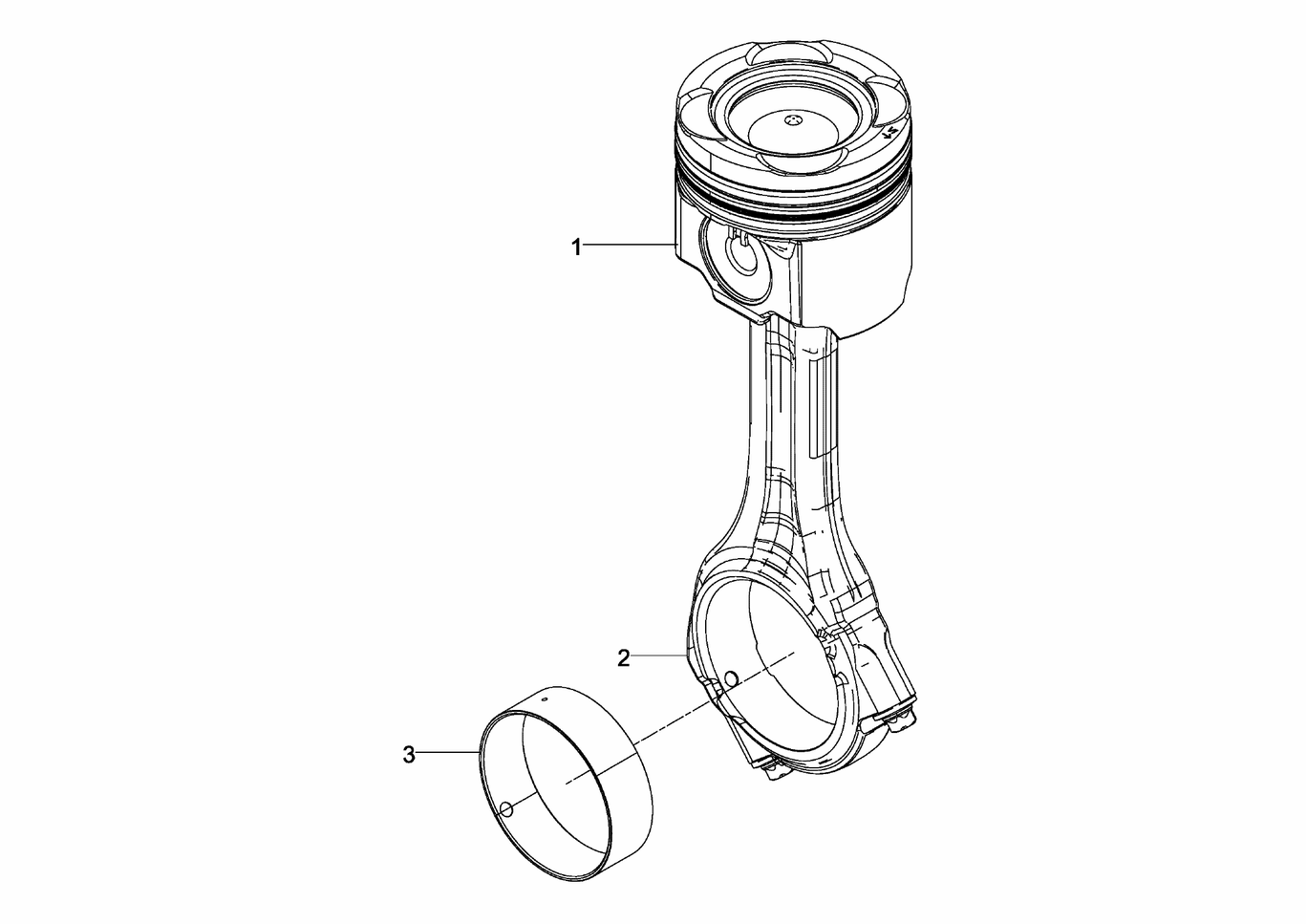 Exploded view of piston connecting rod