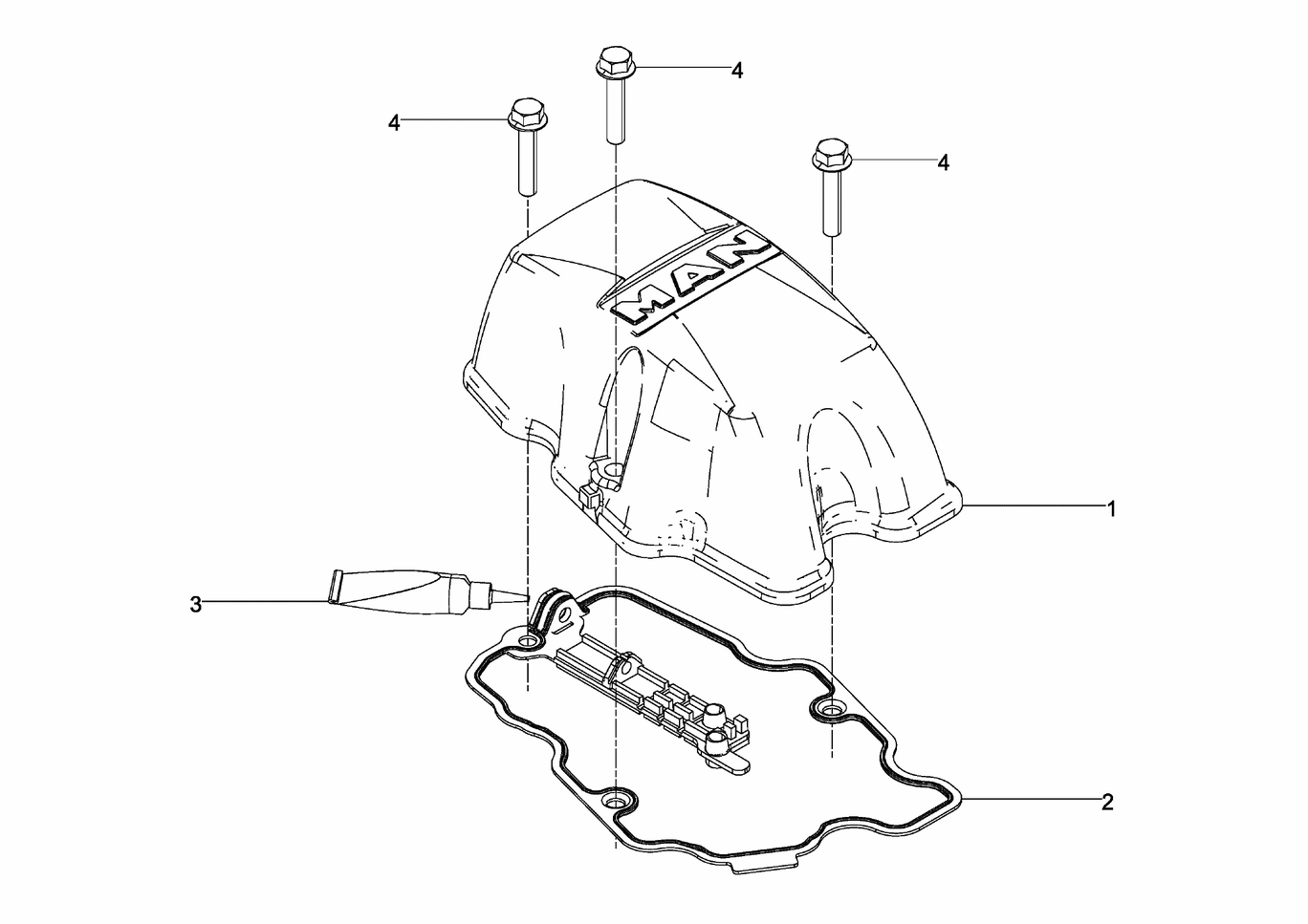 Exploded view of cylinder head cover