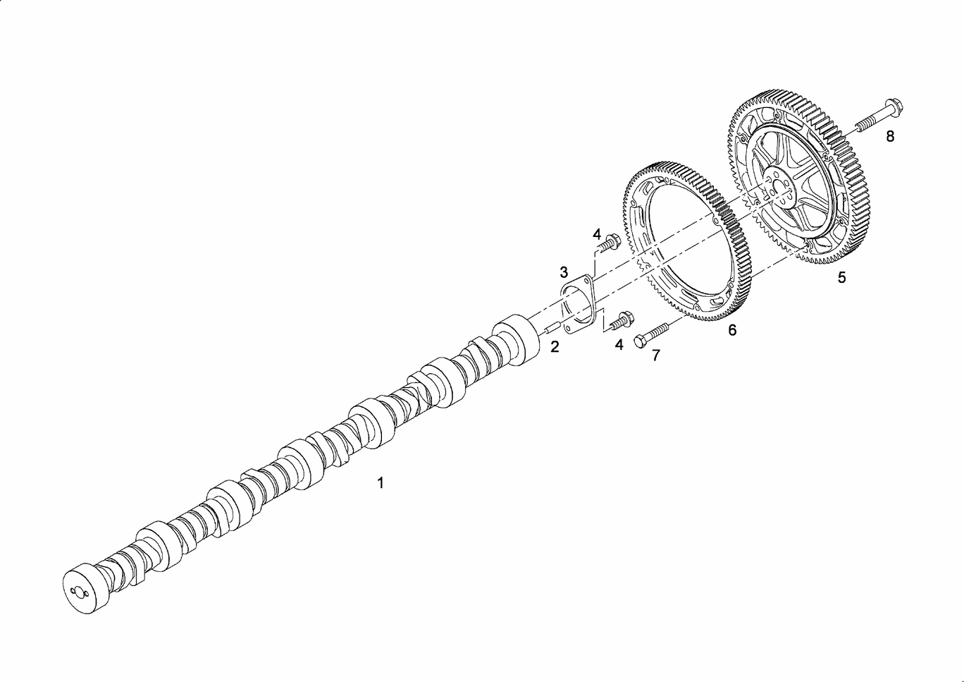 Exploded view of camshaft camshaft gear