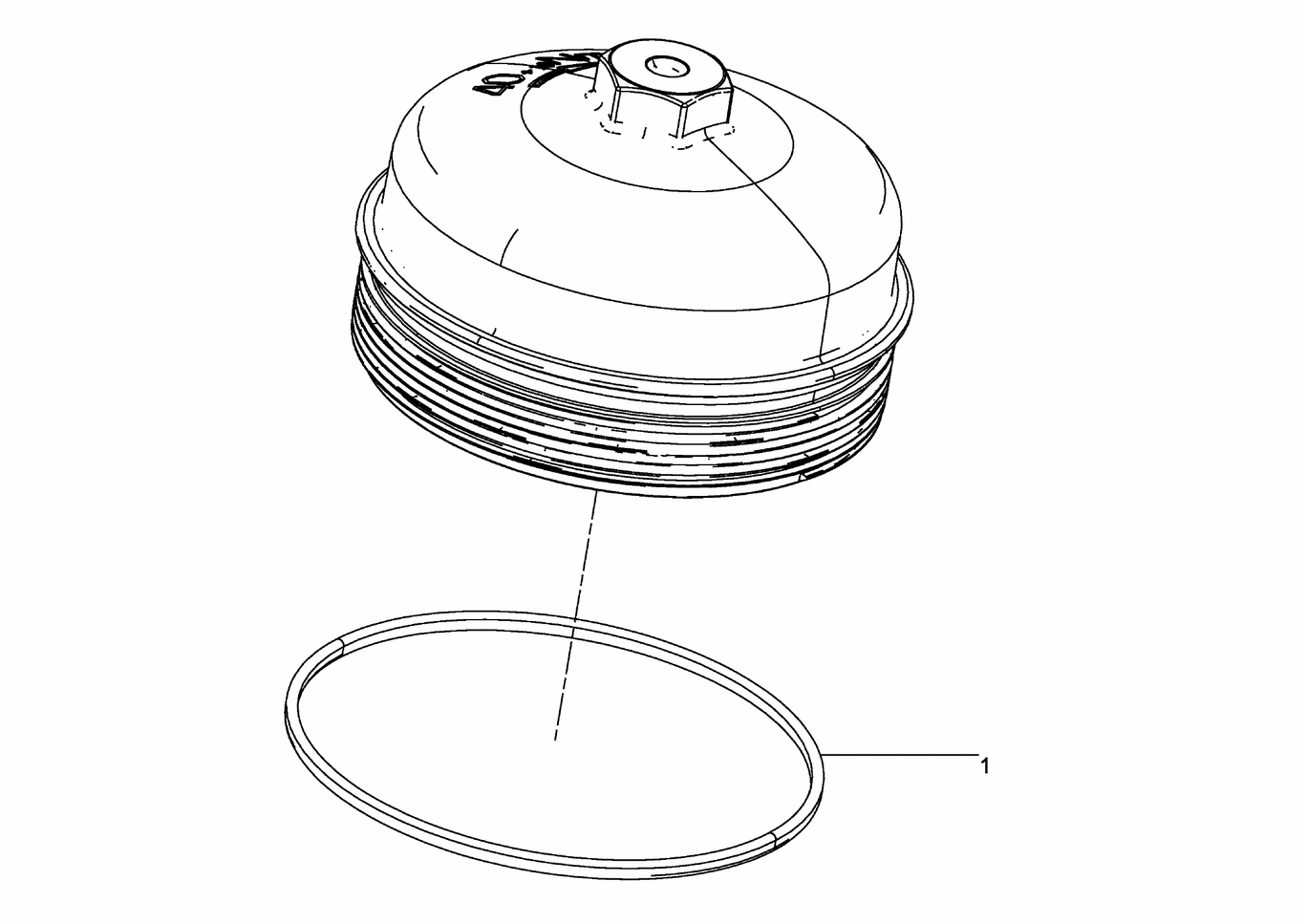 Exploded view of oil filter cover