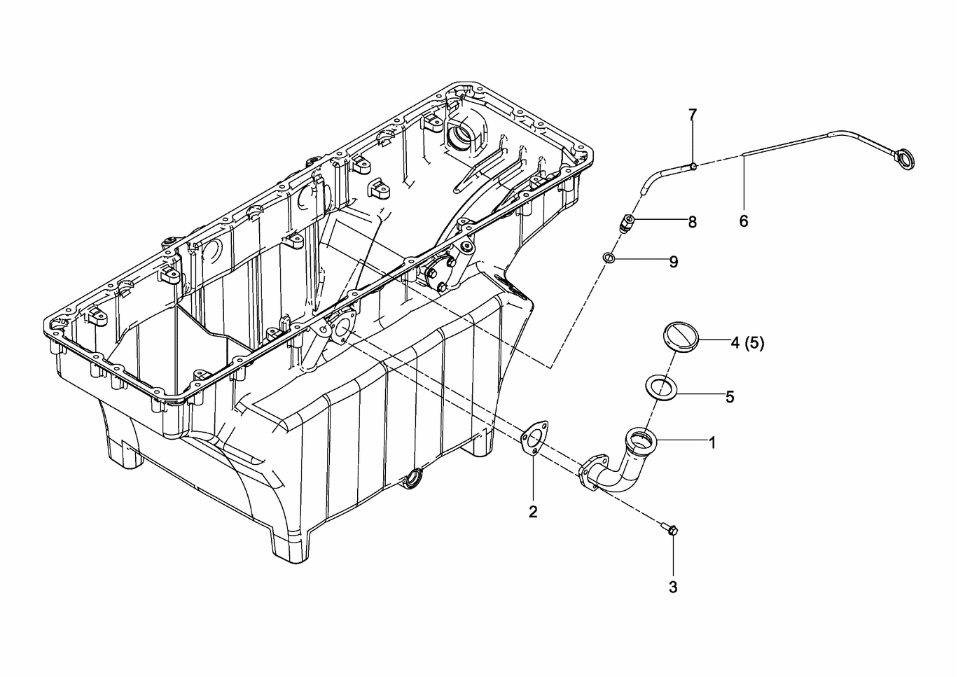 Exploded view of oil measurement oil filler