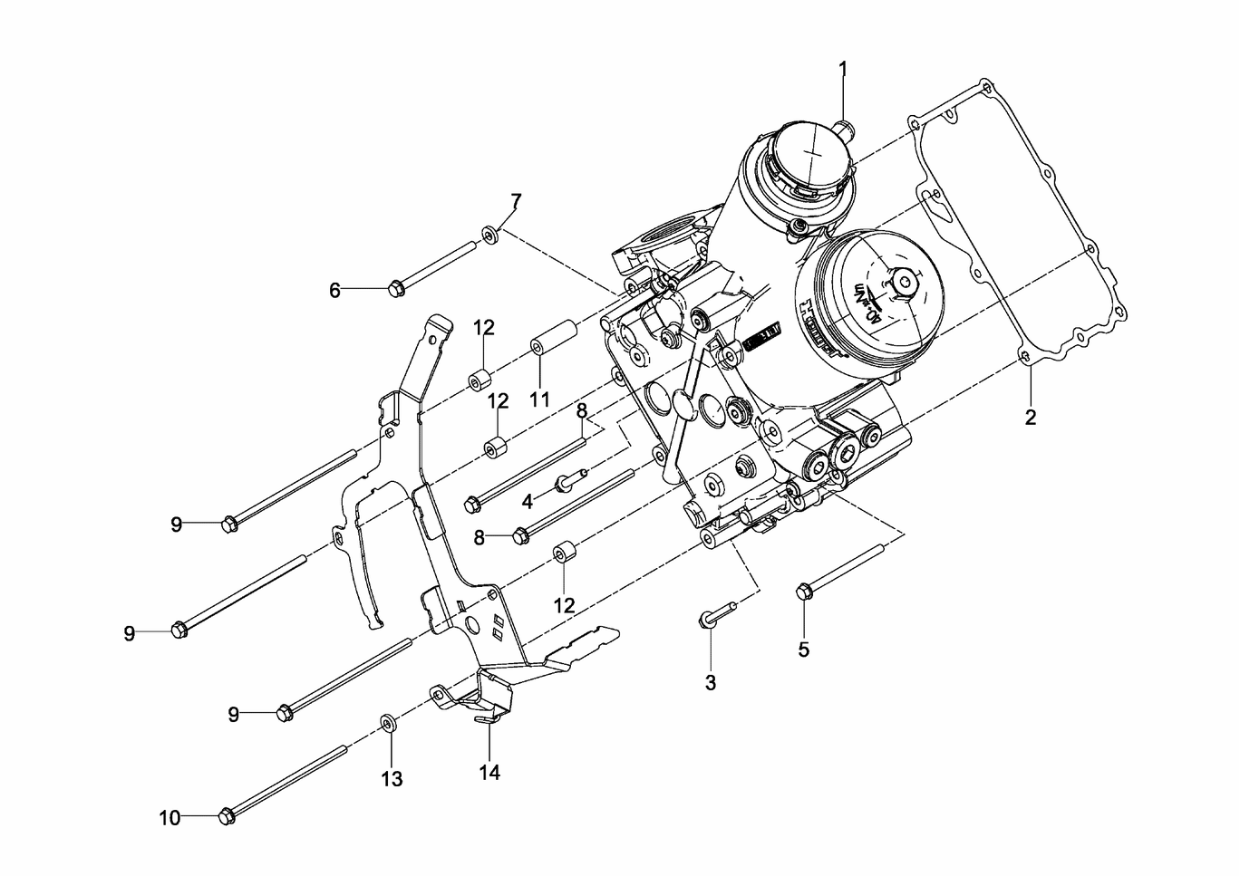 Exploded view of oil module left