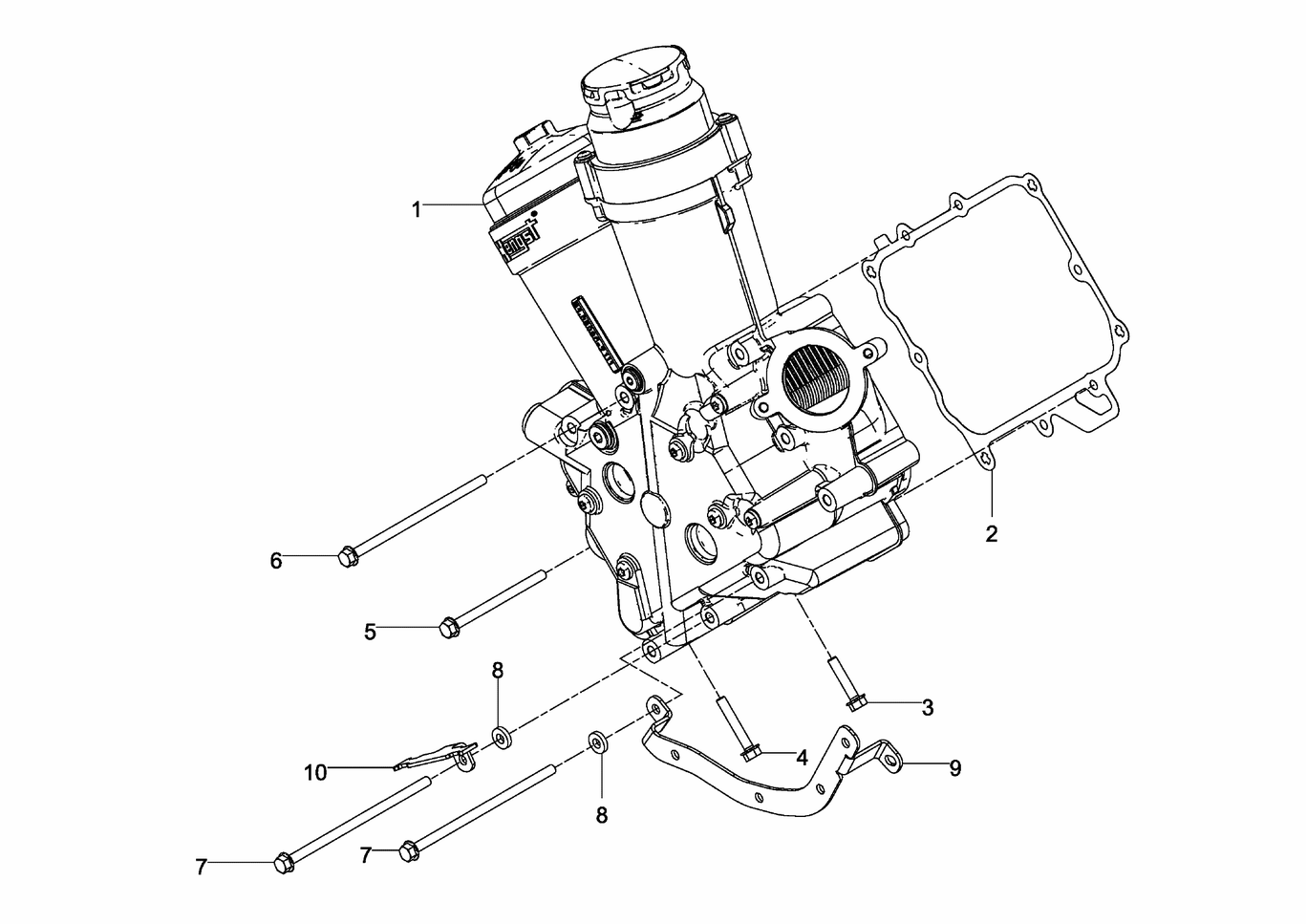 Exploded view of oil module right