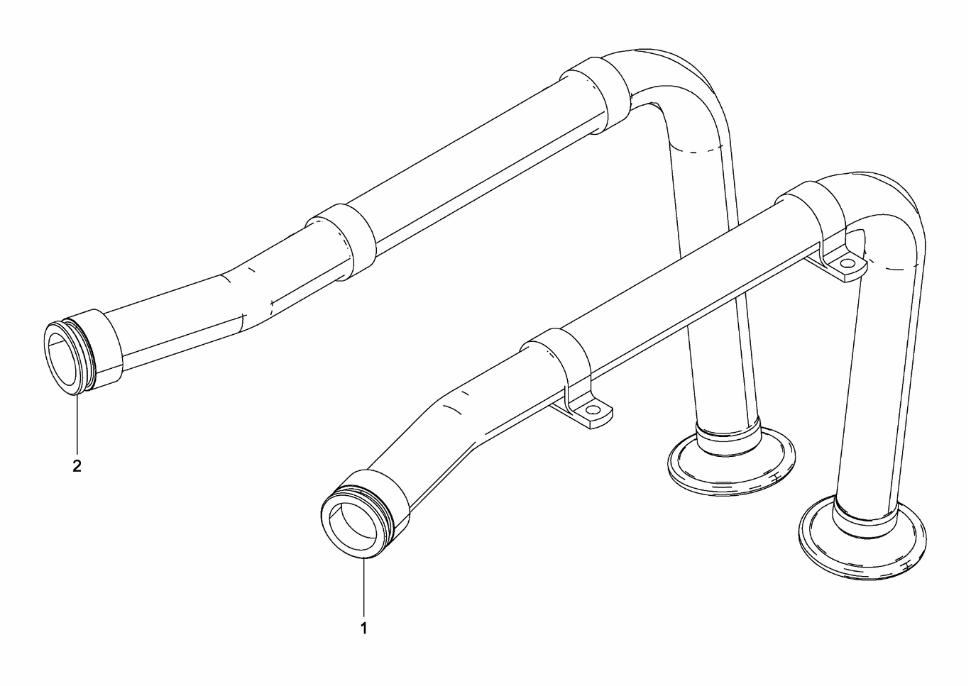 Exploded view of oil suction lines