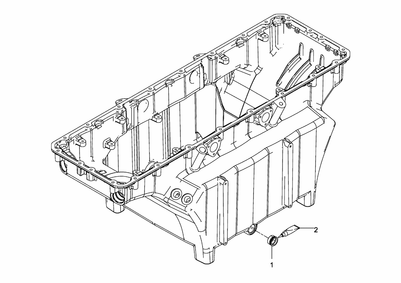 Exploded view of oil sump components
