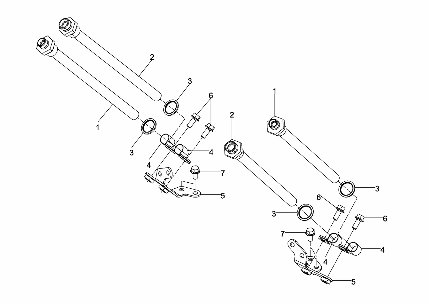 Exploded view of oil sump oil return lines