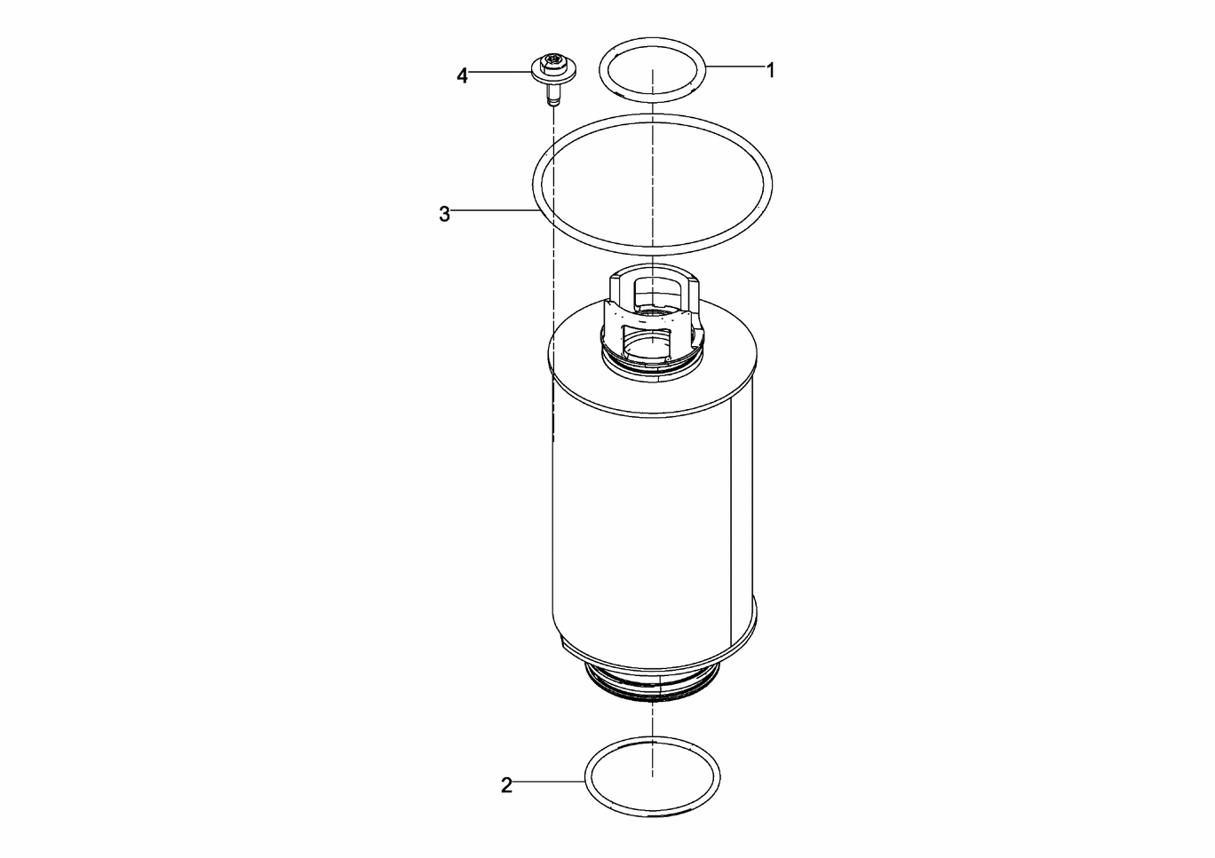 Exploded view of oil trap components
