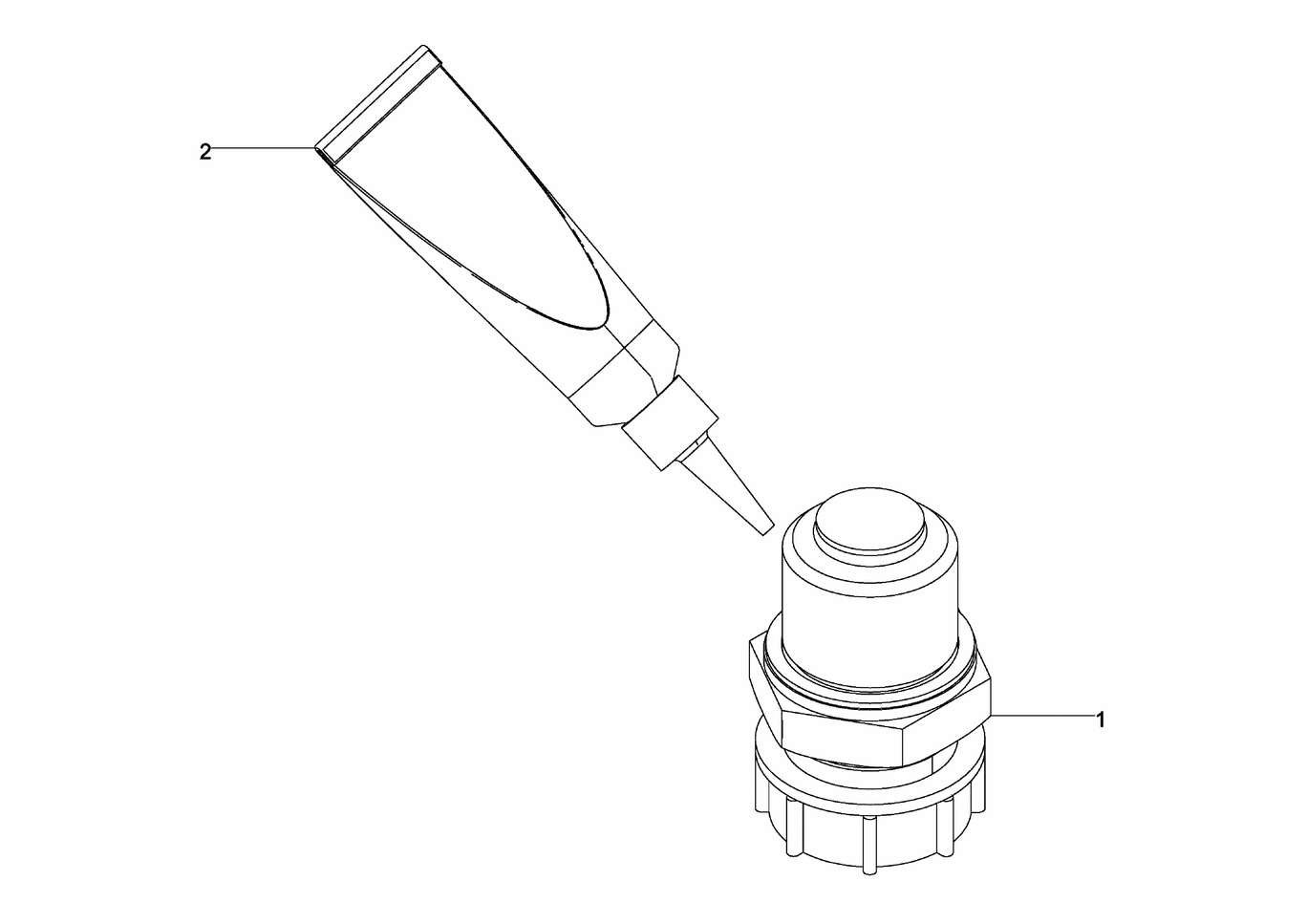 Exploded view of valve oil outlet