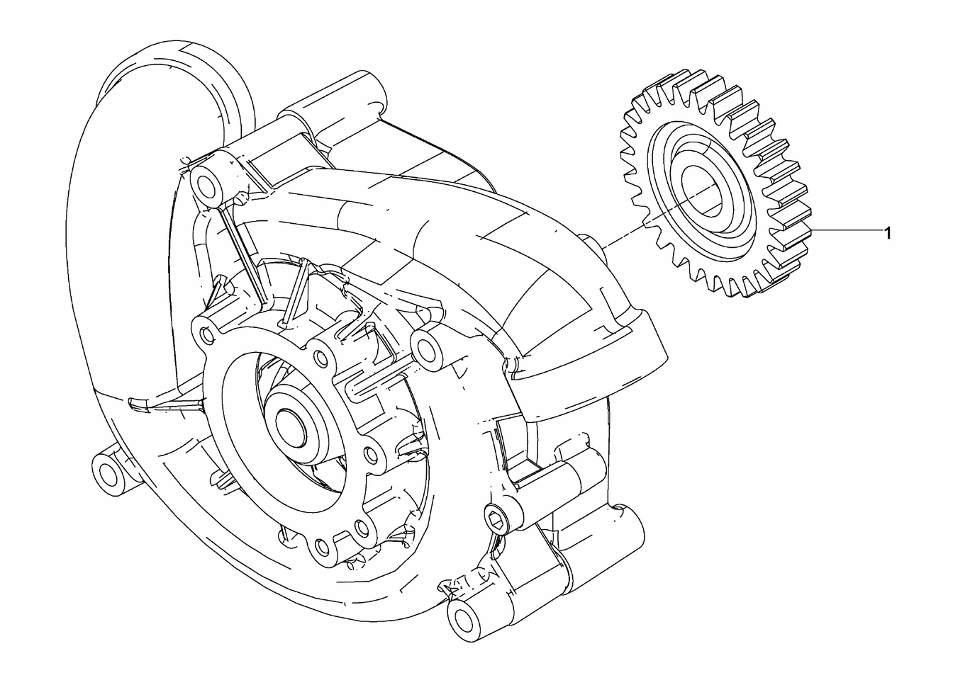 Exploded view of coolant pump components