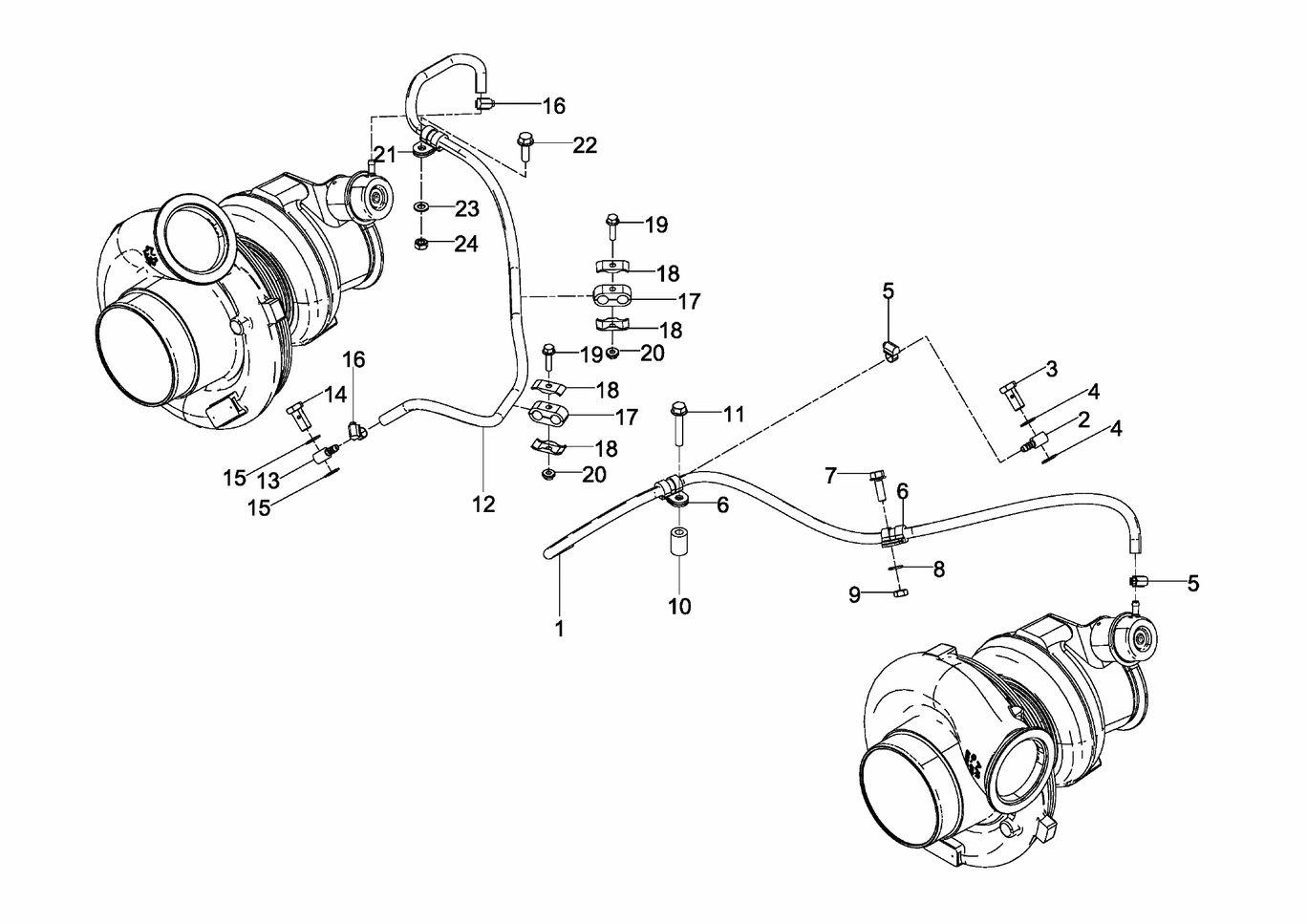 Exploded view of turbocharger regulation charge-air pressure