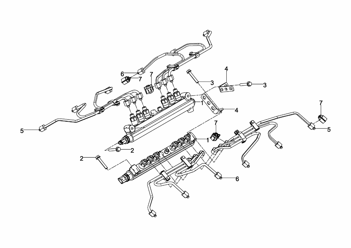 MAN D2862 LE133 pressure pipe injection lines exploded parts diagram with numbered positions
