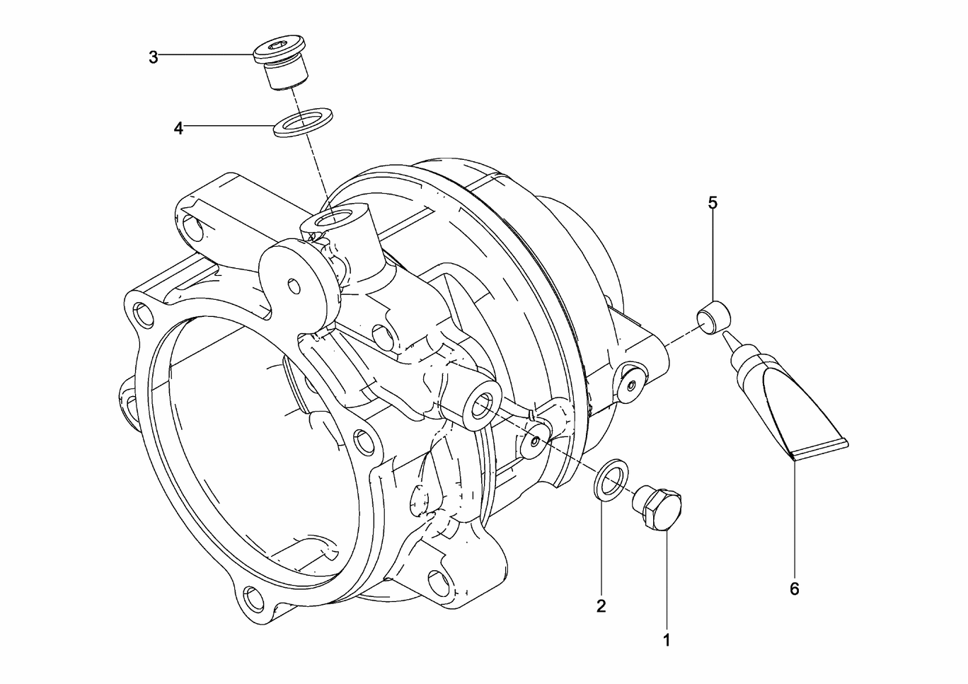 Exploded view of drive housing components