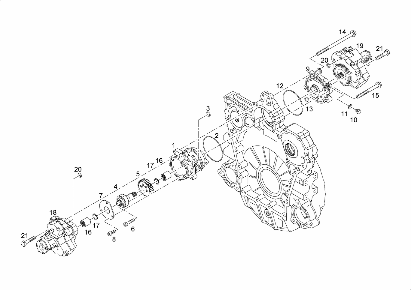 Exploded view of hp pump