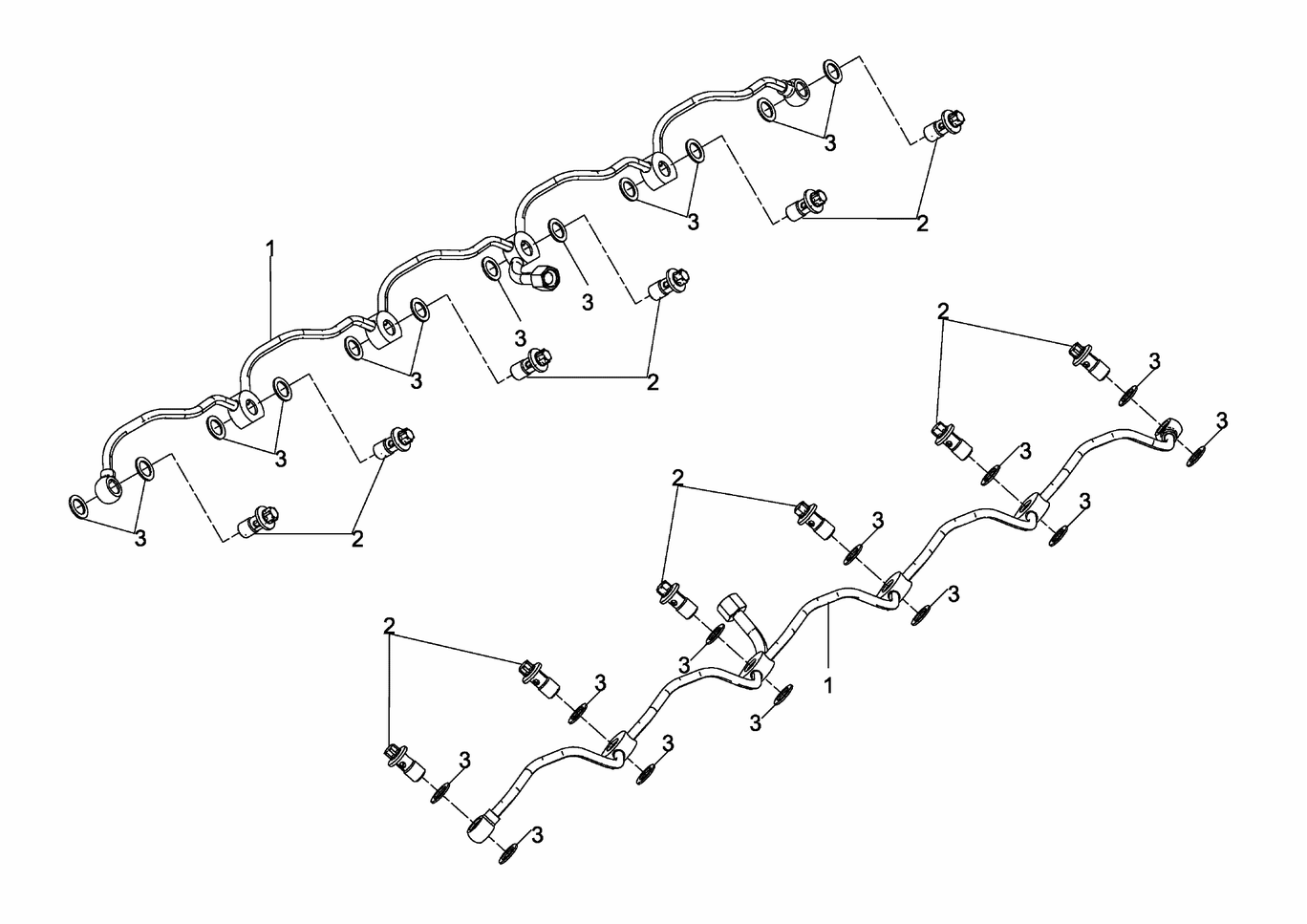 Exploded view of drip oil line