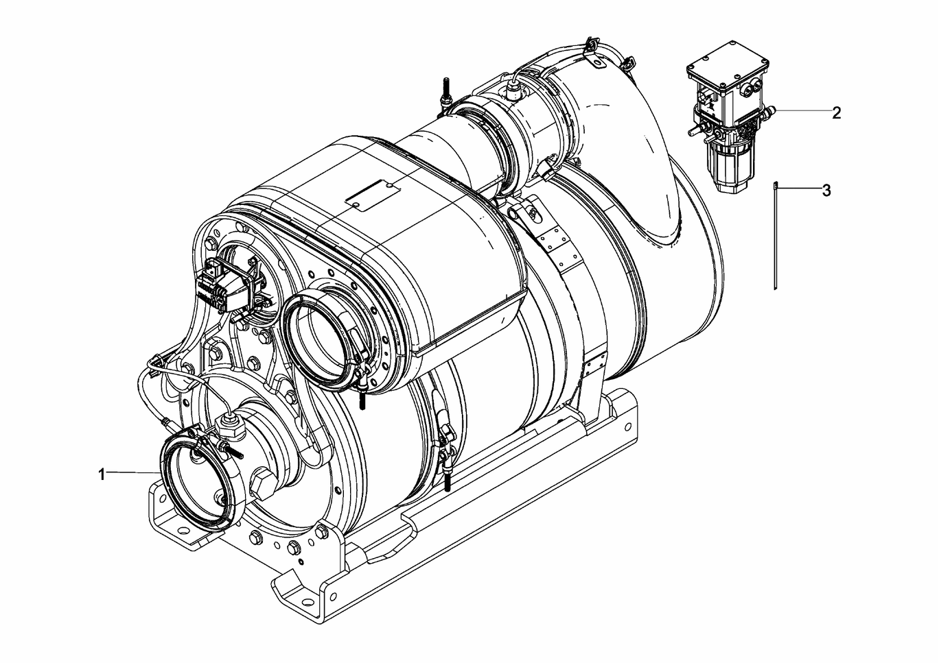 Exploded view of exhaust gas aftertreatment