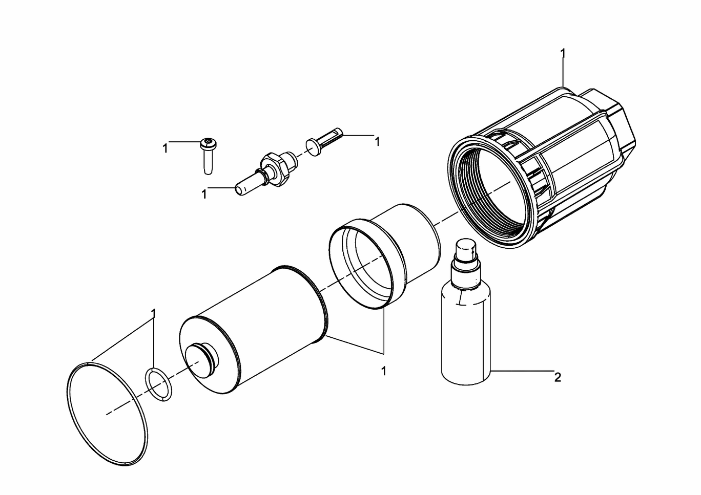 Exploded view of Supply module filter parts kit