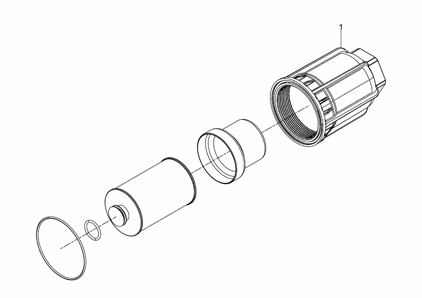 Exploded view of urea filter parts kit