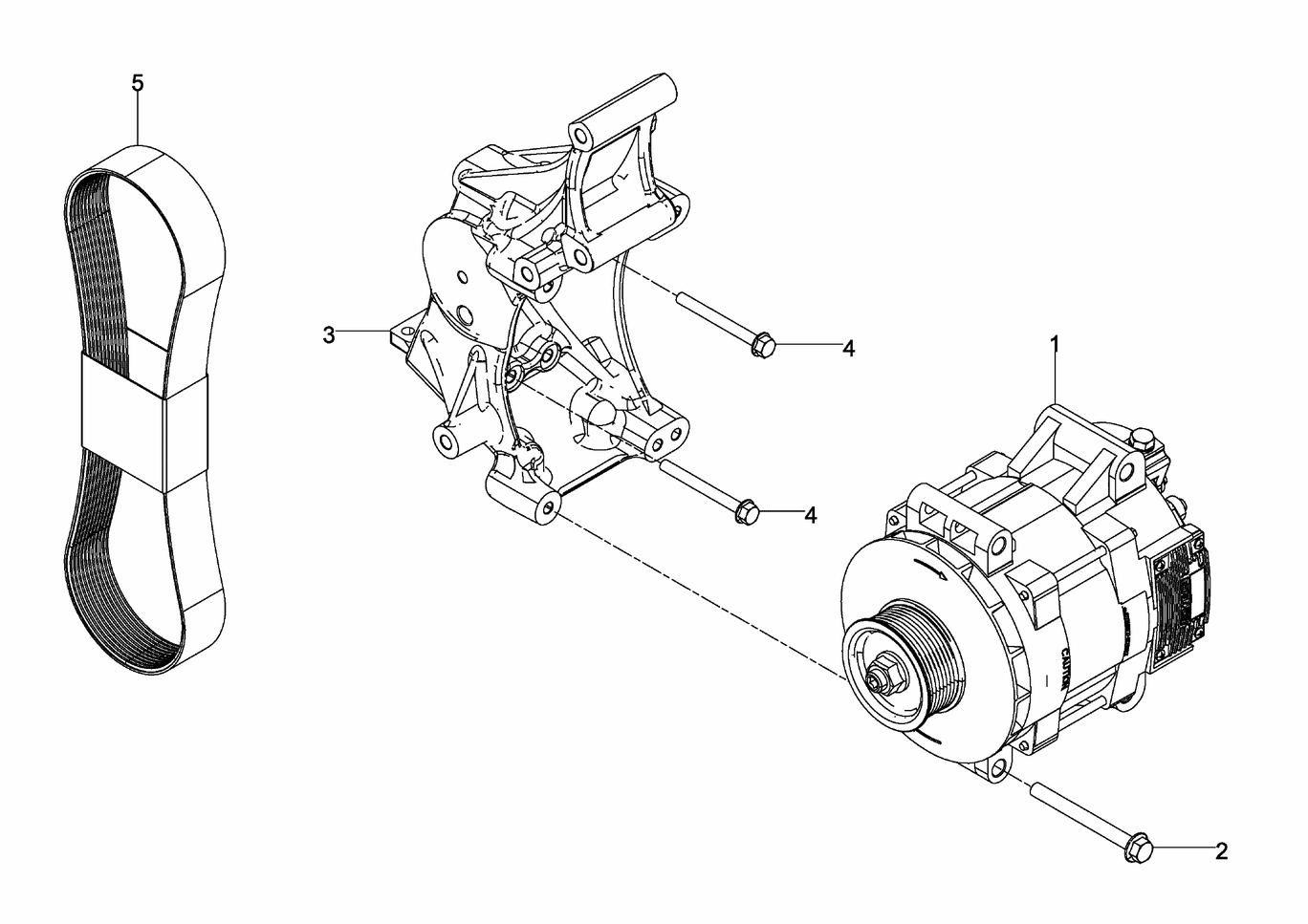 Exploded view of alternator