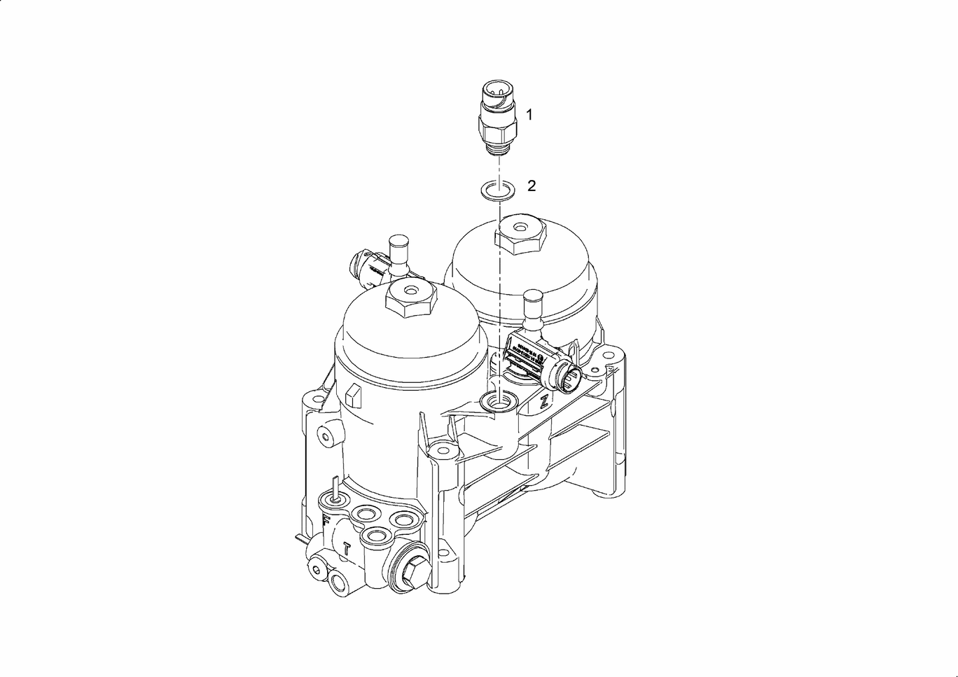 Exploded view of fuel filter pressure sensor