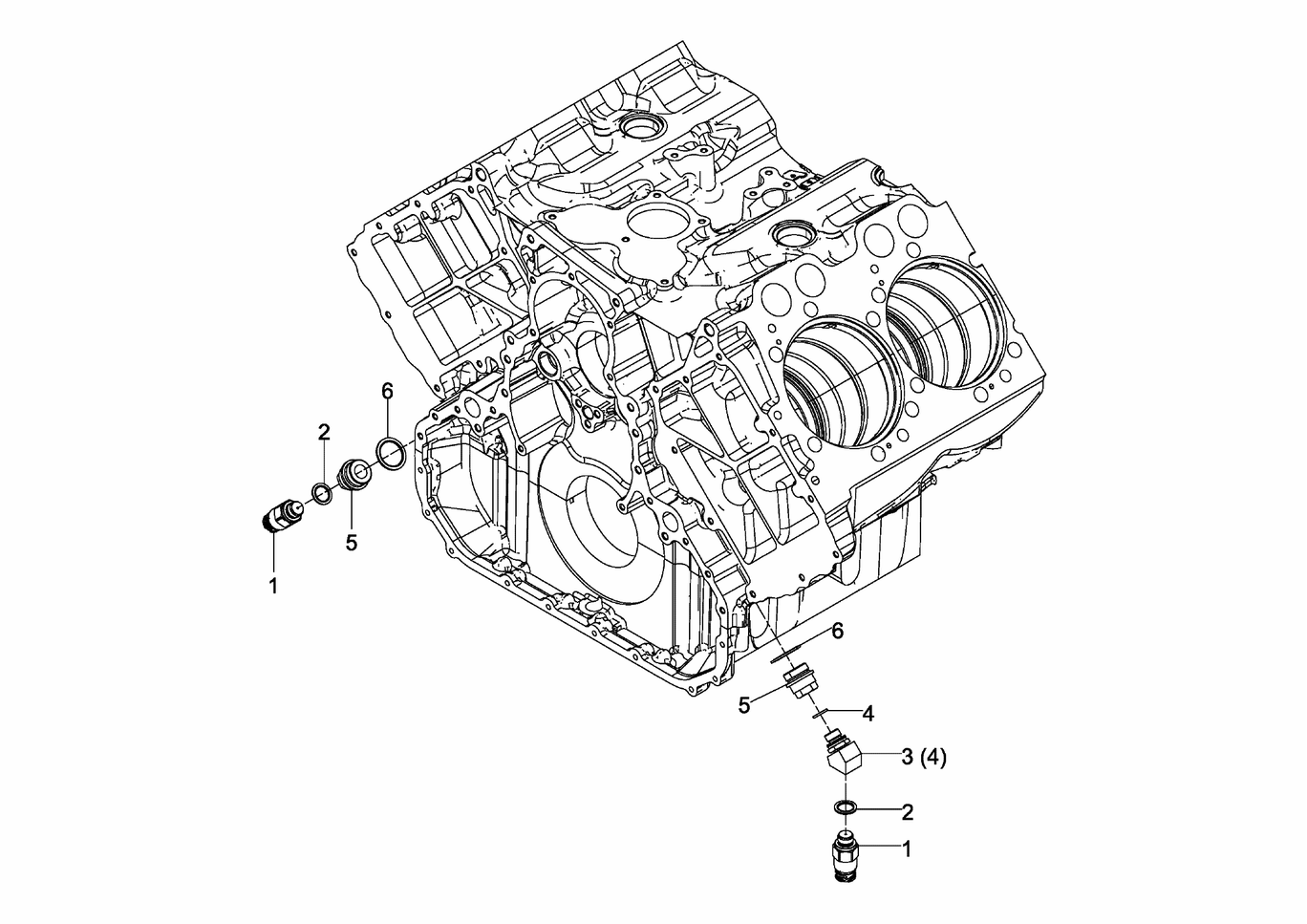 Exploded view of Oil pressure sensor crankcase