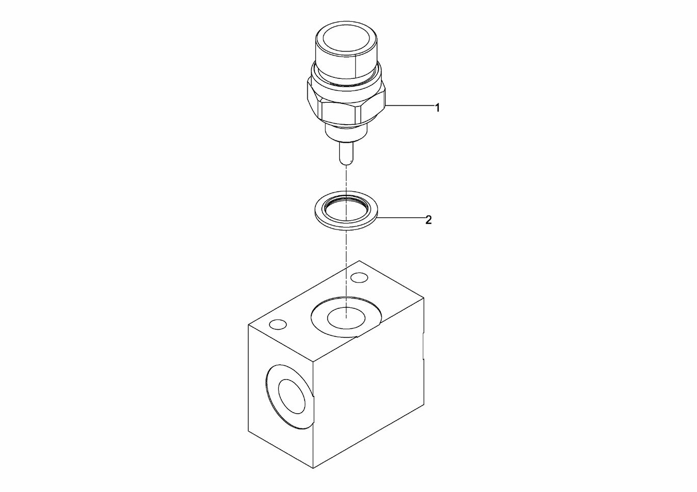 Exploded view of Temperature sensor connecting pipe