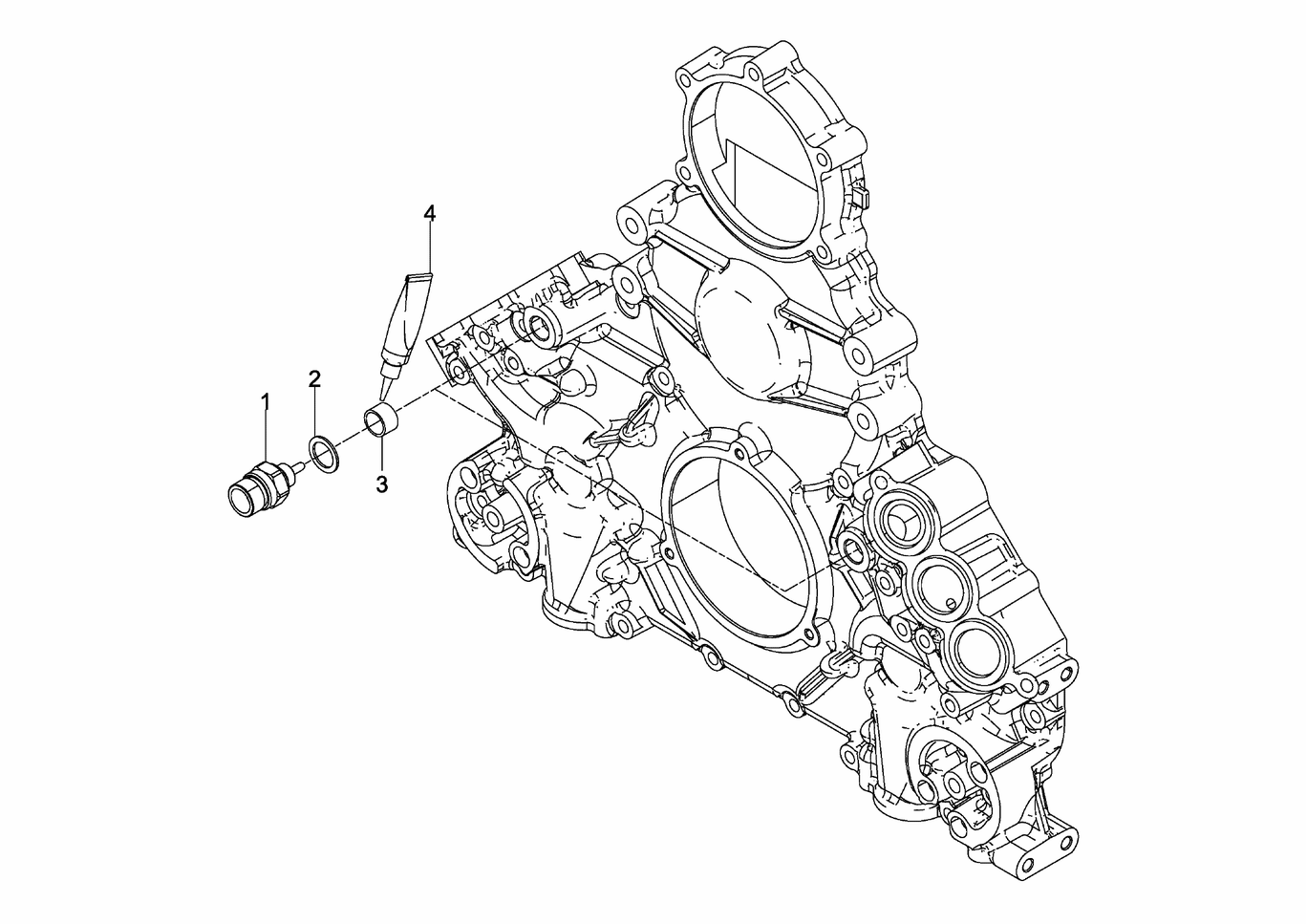 Exploded view of Temperature sensor Engine oil cover front