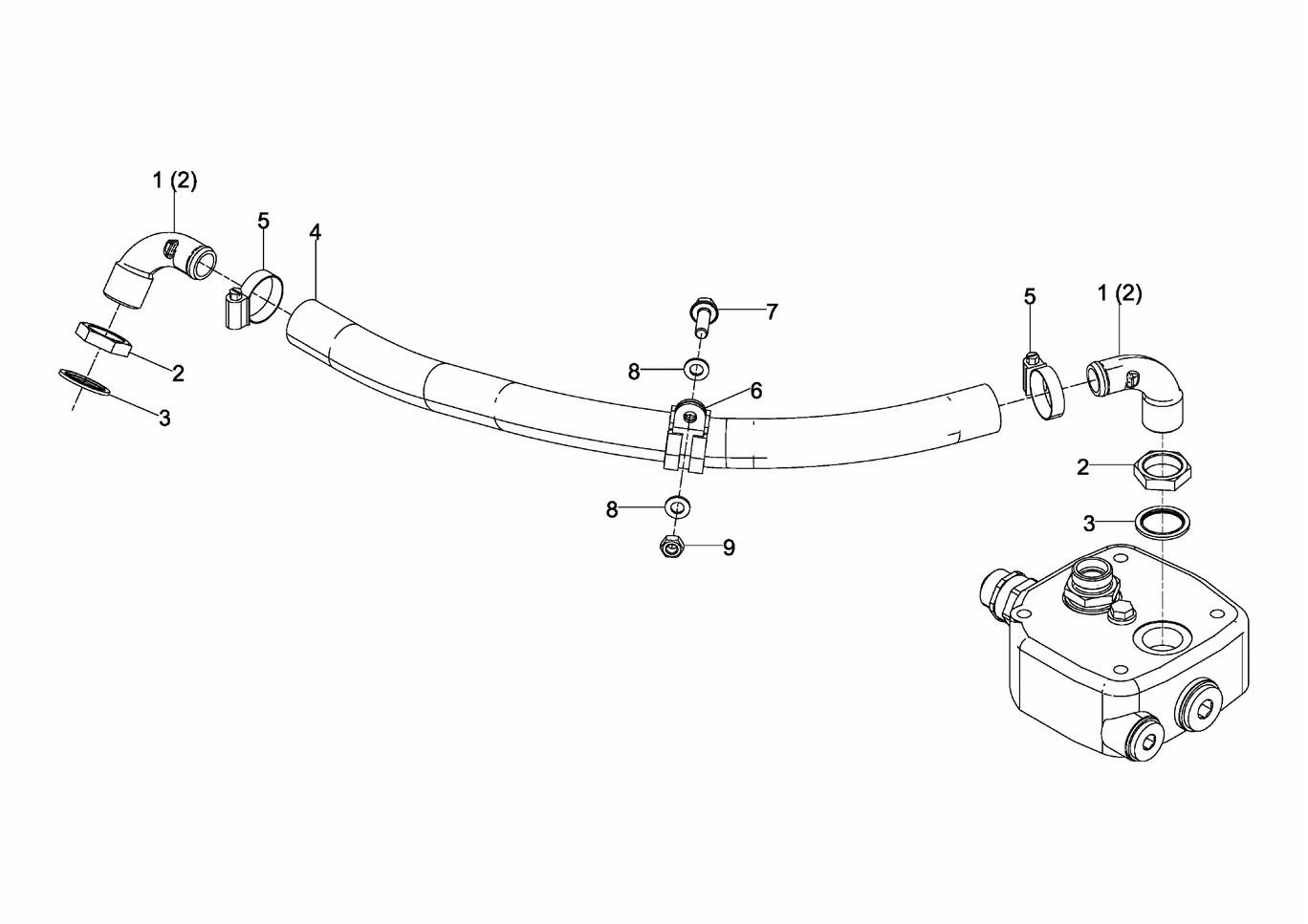 Exploded view of air compressor suction pipe