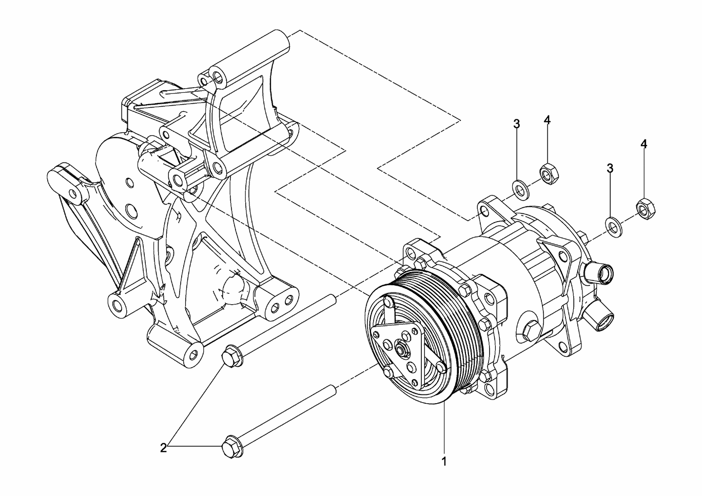 Exploded view of refrigerant compressor