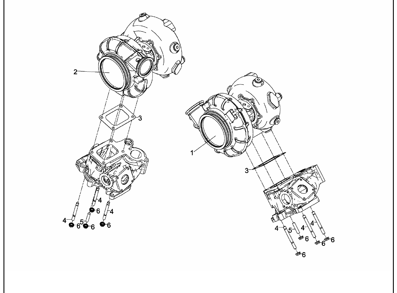 MAN D2862 LE463 turbocharger exploded parts diagram with numbered positions