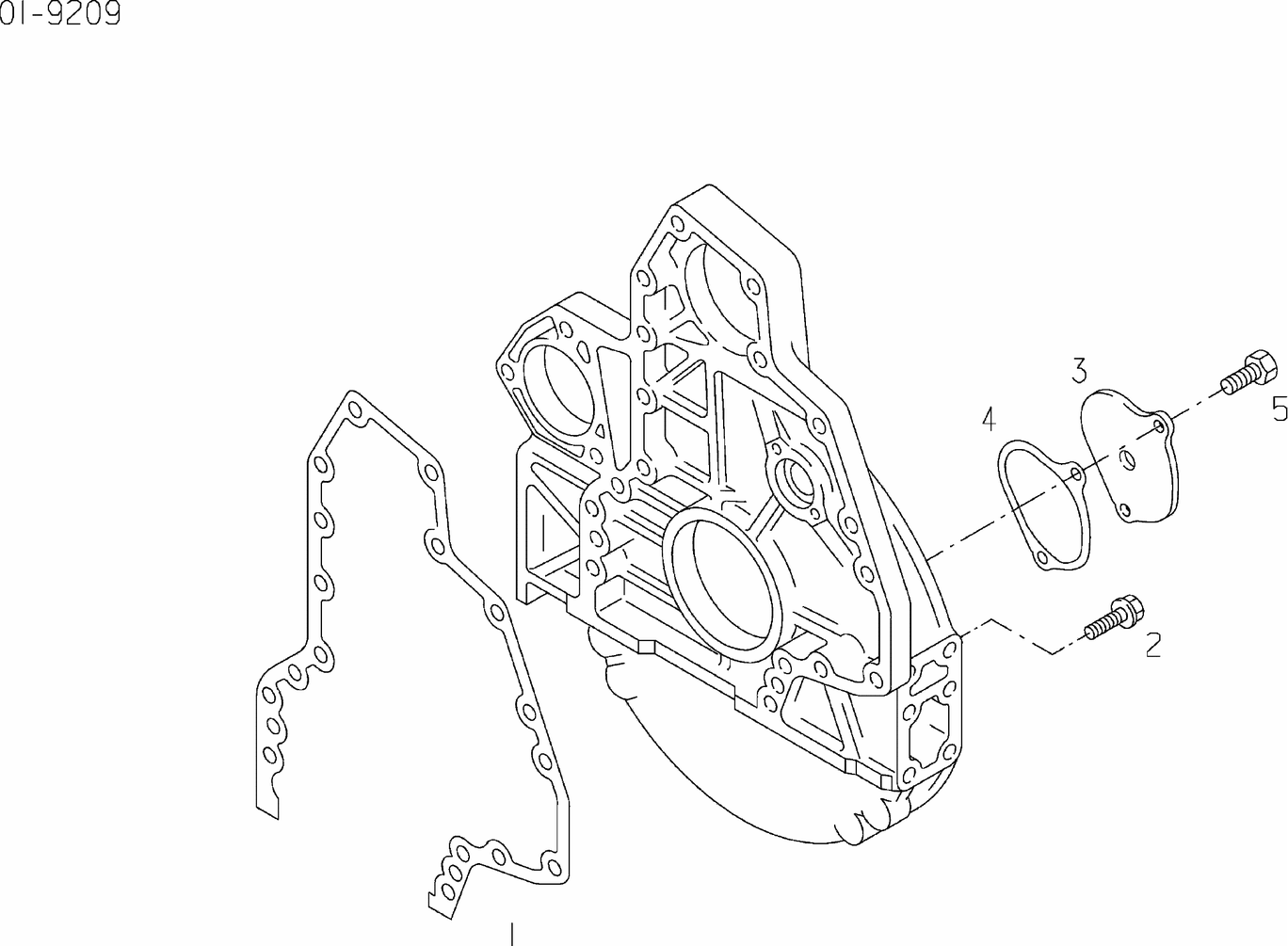 Exploded view of flywheel housing mounting parts