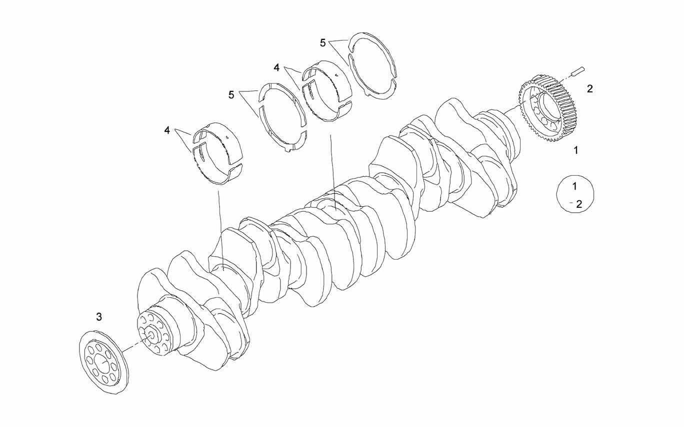Exploded view of crankshaft mounting parts