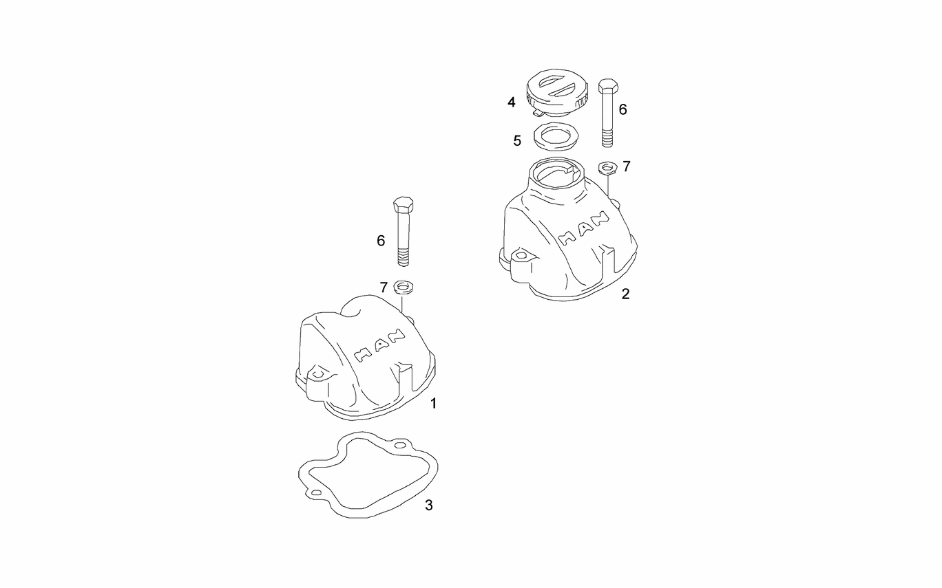 Exploded view of cylinder head cover
