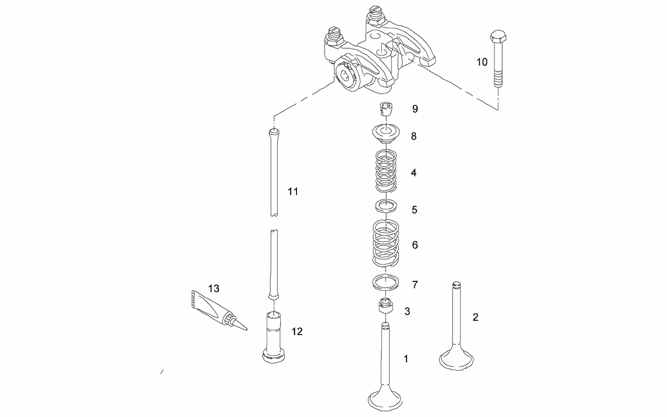 Exploded view of valves valve tappet