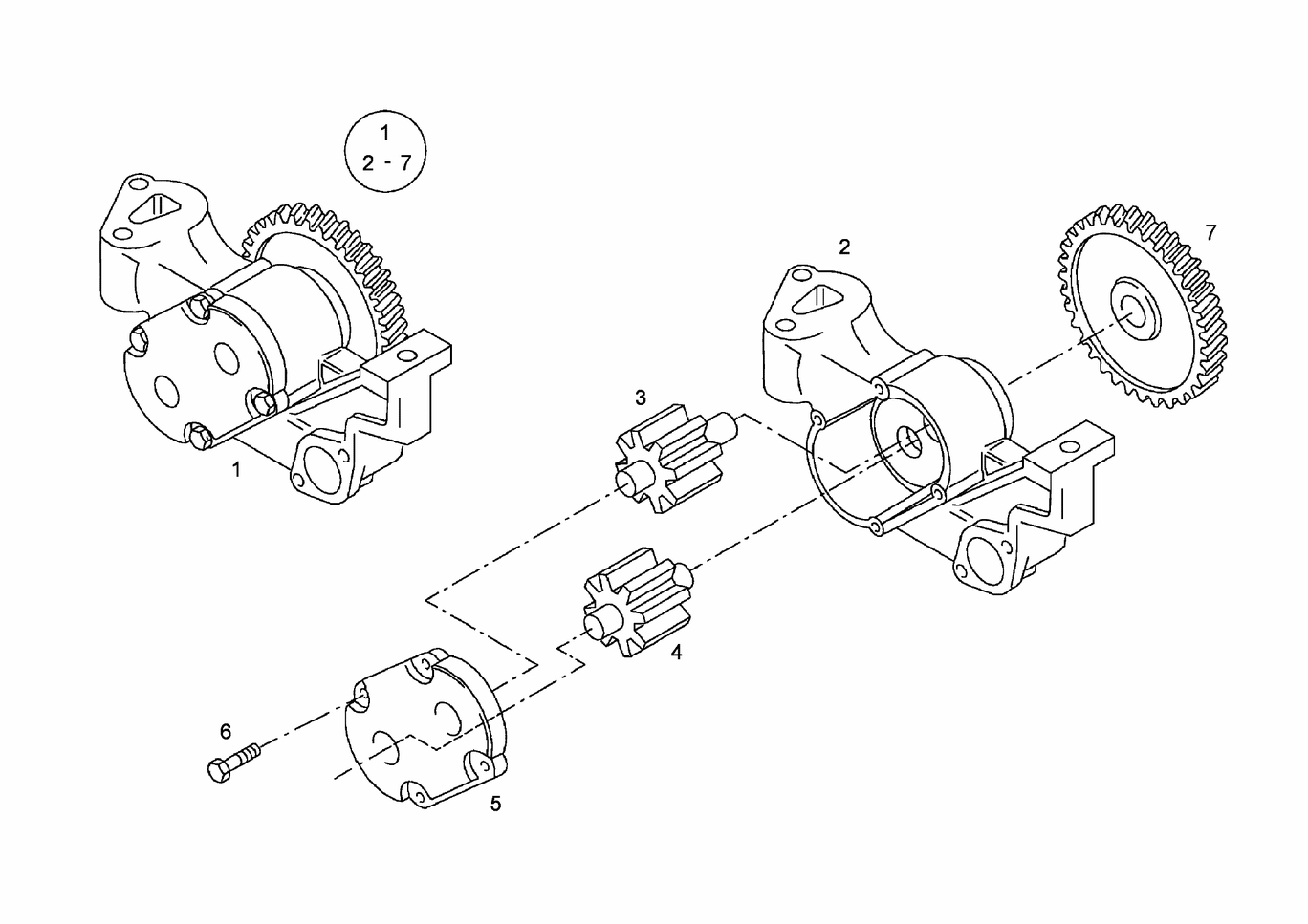 Exploded view of oil pump