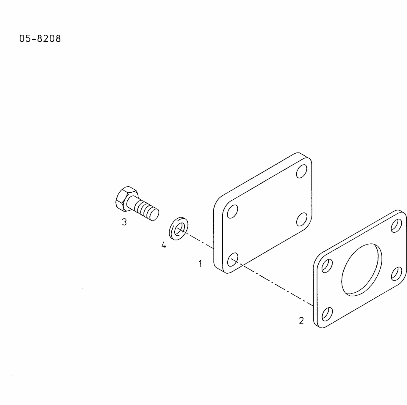 Exploded view of oil sump rivetted flange 4-hole