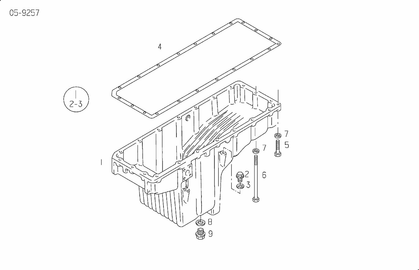 Exploded view of oil sump
