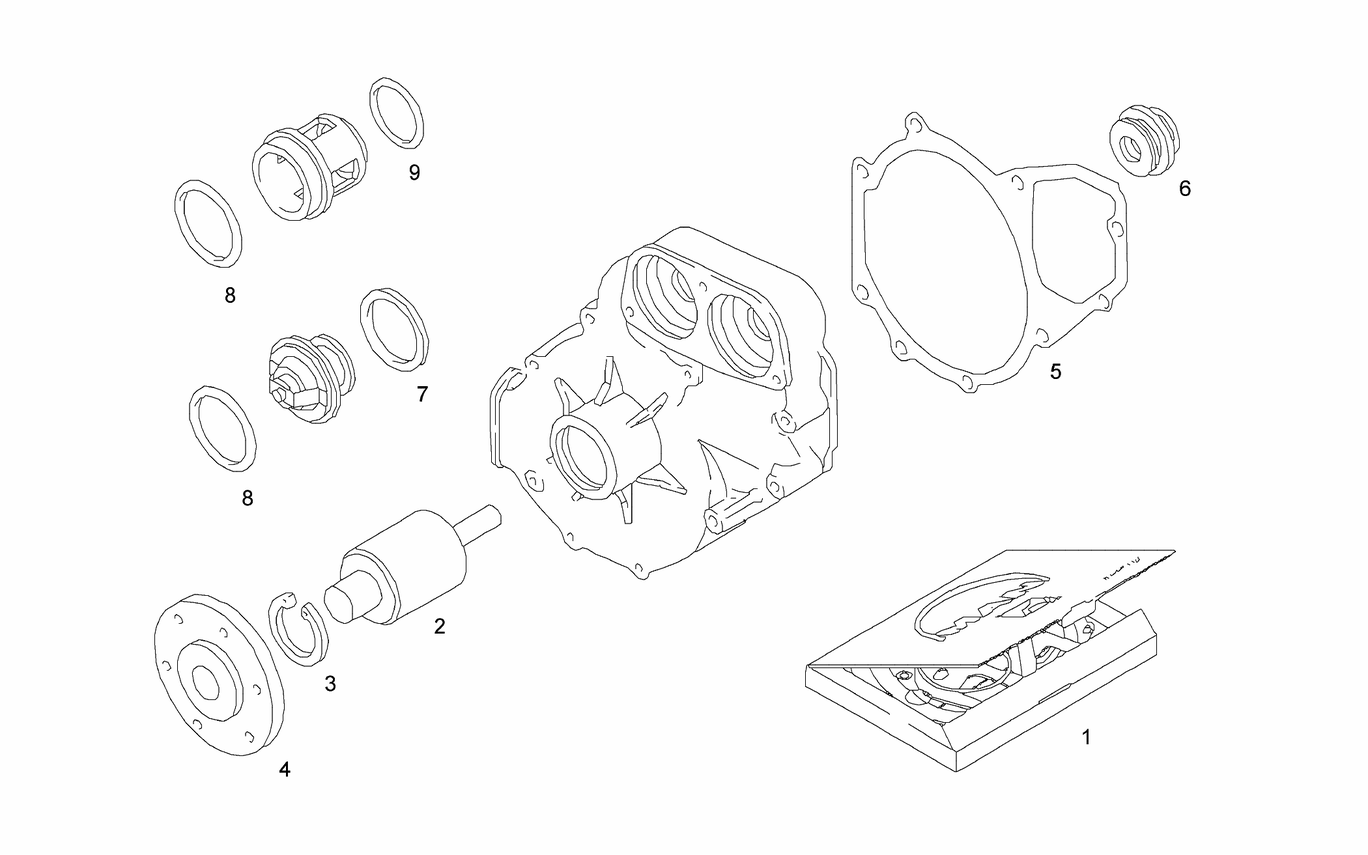 Exploded view of coolant pump repair kit large version