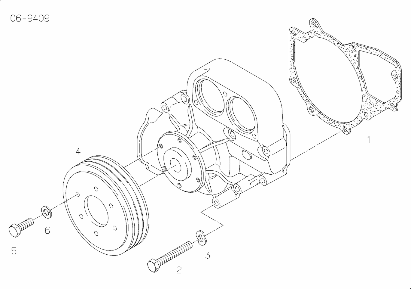 Exploded view of coolant pump V-belt pulley